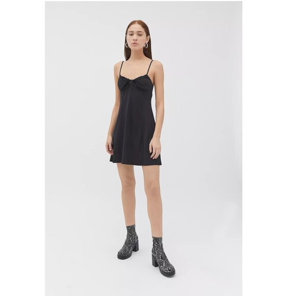 UO UO June Bug Tie-Front Mini Dress Black Strappy - Picture 4 of 4